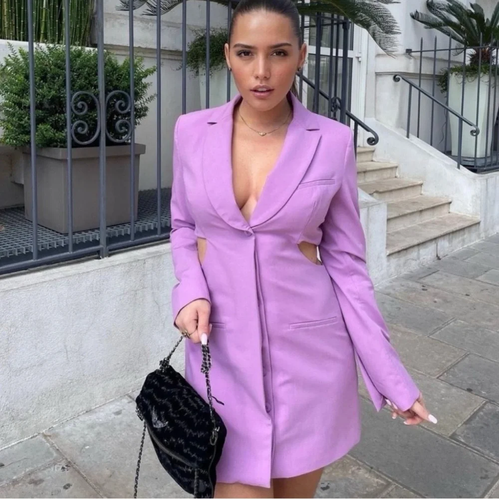 ZARA Lilac Cut Out Blazer Dress – Size L, NWT, Blogger Favorite, Sold Out! - Picture 11 of 13